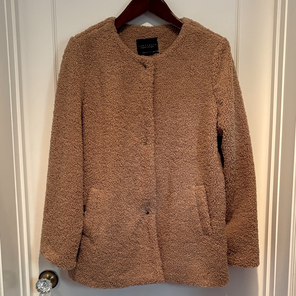 NWT Sanctuary 3 Snap Teddy Coat in Tan